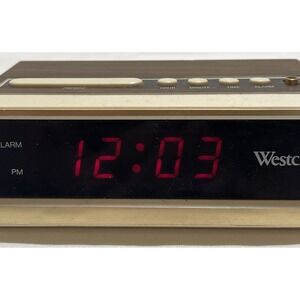 Vintage Westclox Digital Alarm Clock Model #22649 Working Wood‎ Grain Look